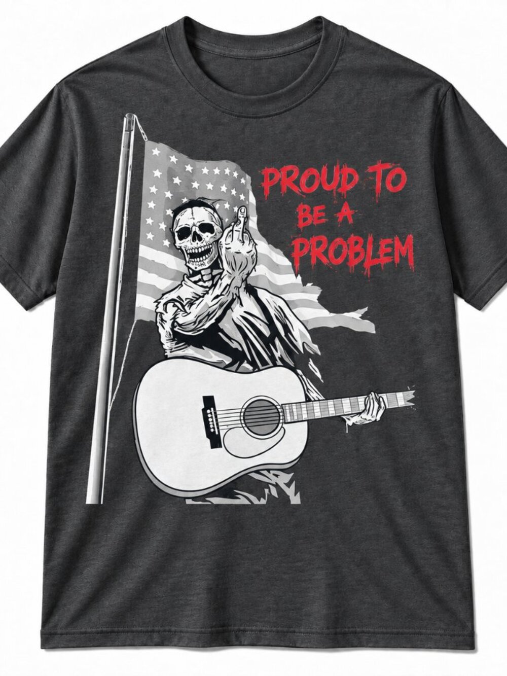 Proud to be Problem Bare Bones skeleton guitar shirt